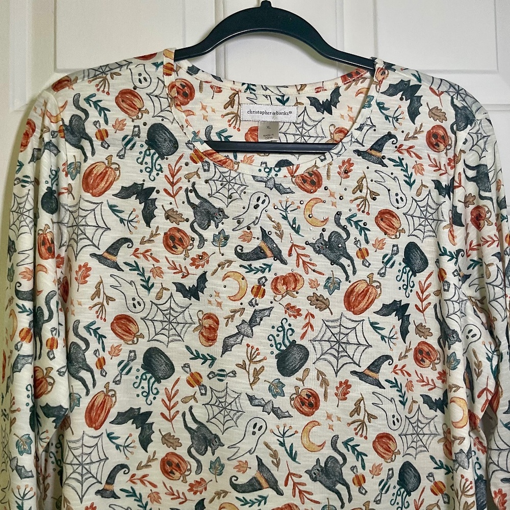 Christopher & Banks Halloween Print Women's Top